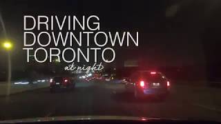 Driving in Downtown Toronto at Night | QEW | Gardiner Expressway