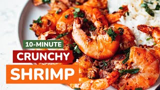 10-Minute Lemon Garlic Shrimp Recipe | Pan-Fried Crunchy Shell-On Shrimp