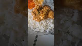 #indian food#simple lunch menu..white rice with chicken gravy#steamed carrot and papad