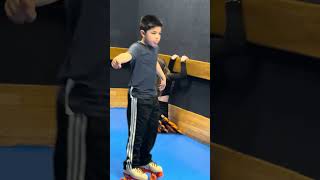 Kids learning to roller skate