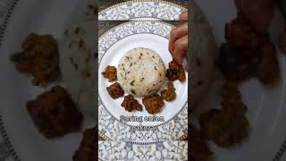 Jeera rice, spring onion pakoda, butter chicken and Surmai Fish fry 🍛#youtubeshort #viral