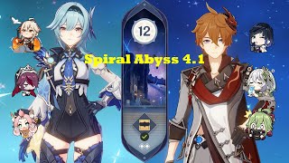 Eula Mono Cryo & Childe Hyperbloom | Spiral Abyss 4.1 Floor 12 9 Stars | Genshin Impact