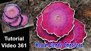 Resin Geode Coaster Tutorial/ Start to Finish/ Purple & Pink/ Puddle Technique