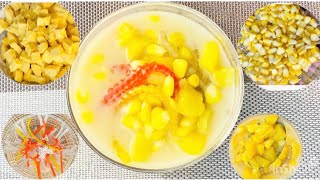 Yummy Sweet Potatoes and Corn Coconut milk Dessert-Romyol Cooking