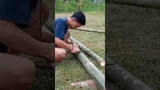 langkah awal pembuatan rumah bambu.. /proses pembersihan. #shorts #kerajinanbambu