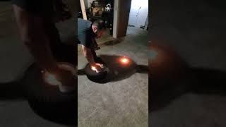 Setting a tire bead with starter fluid