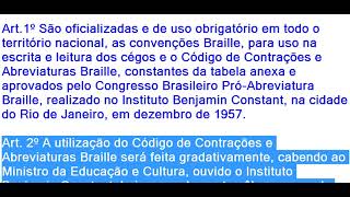 Lei Federal oficializa as convenções Braile para uso na escrita e leitura