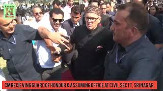 CM recieving Guard of Honour & Assuming Office at Civil Sectt. Srinagar.