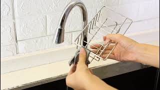 Faucet sponge holder for kitchen sink