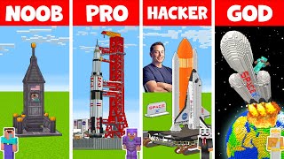 Minecraft SPACEX STARSHIP BUILD CHALLENGE - NOOB vs PRO vs HACKER vs GOD in Minecraft / Animation