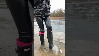 Rubber boots, latex and ice