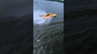 Hydro race boat zooming around the course at full throttle #boatraces #powerboat #racing #action