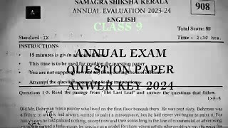 class 9 english annual exam question paper 2023-24 answer key