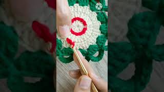 🌲Easy Crochet Christmas Coaster tutorial 👍 Full video tutorial on YouTube #shorts #crochetcoaster