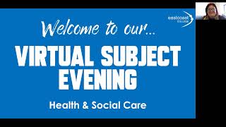 Virtual Information Session - Health and Social Care