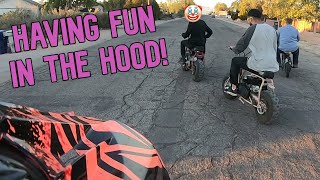 Messing Around In The Hood On Minibikes! East Side Mini Mobberz🏍