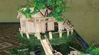 How to make tree house with pop sticks