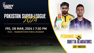 Peshawar Zalmi vs Quetta Gladiators, 25th Match, Friday,  8 March , 2024, 7:30 PM