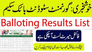 Government of Punjab has released the results of students bikes Scheme | E Balloting Results List