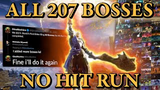 Elden Ring All 207 Bosses (+DLC) No Hit Run (World's First)