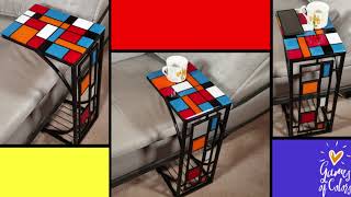 Making a side table with fused glass Mondrian top