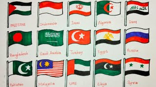 Palestine 🇵🇸flag drawing/Arab 🌍 countries flag drawing/Flag drawing tutorial