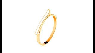 Schmuck - Ring aus 14K Gold - weiß emaillierte Welle, glänzende Ringschiene