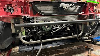 Mustang Motion Raceworks chromoly tubular radiator support install.