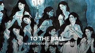 watercolour & ink illustration - to the ball | YTAC