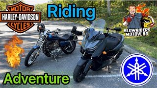 Yamaha Xmax 300 and Harley Davidson Riding Adventure To Greenbrier State Park. Motovlog/insta 360