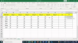 #Shorts How To Create attractive Attendance sheet in excel | using Countif function or formula