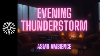 Evening Thunderstorm by the Fireplace - Calming Jazz Radio - ASMR Ambience