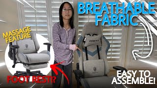 Dowinx LS 666801 Breathable Fabric Grey Massage Gaming Chair Unbox and Assemble