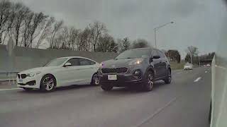 Tesla video state trooper passing by - one speeding car and another wants to play follow the leader