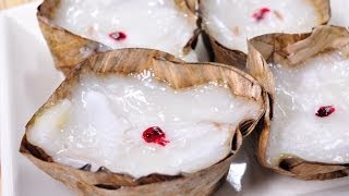 Thai Dessert - Sweet Coconut Basket (Kanom Jeng Ma Prao Aon)