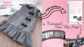 Sew a autumn dress for kid size 18m-7y | Free pattern | Easy cut and stitch