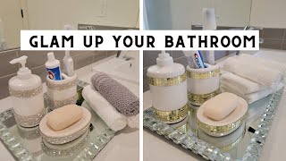 DIY BLING'D BATH ACCESSORIES || How to save money on home decor #bathroomdecor #bathroomdesign