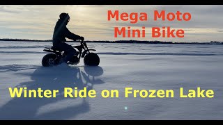 Snow Riding Thrills: Mega Motto Mini Bike 212cc on a Frozen Lake!