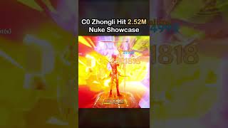 C0 zhongli hit 2.52m nuke showcase #genshinimpact #zhongli