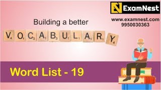 Vocabulary - 19 | Word List | Entrance Exams | Improve Verbal | CAT | IPMAT