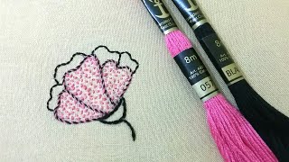 Flower petals with Seed Stitch, hand embroidery