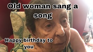 100 years old ,old woman sang a song happy birthday to you