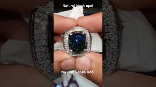 Natural black opal 6.05 ct Ethiopia,perak mikrosetting, hub wa : 0813-6540-1655 #opal #gems gems