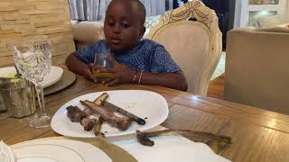 When Daddy Simon Kabu cooked very delicious meal and my brother Austin Kabu couldn’t have enough