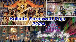 Kolkata Saraswati Puja 2024 | Kolkata Saraswati Pujo Pandal | 14th Feb 2024 | Happy Valentine Day