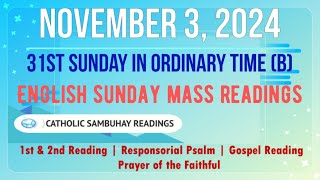 3 November 2024 English Sunday Mass Readings | 31st Sunday in Ordinary Time (B)