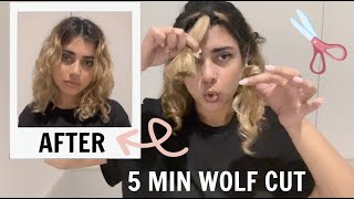 GIVING MYSELF A WOLF CUT AT 4 AM ✂️ | Curly/Wavy Hair DIY (ASMR)