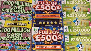 Scratch Cards ♦️ NEW £250,000 GREEN 🤩1£ MILLION CASH SPECTACULAR 🤩FULL OF £500 🤞