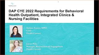 Webinar DAP CYE 2022 Requirements for BH Outpatient, Integrated Clinics & Nursing Facilities