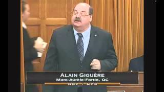 Alain Giguère, député NPD: Déclaration du 9 mars 2012